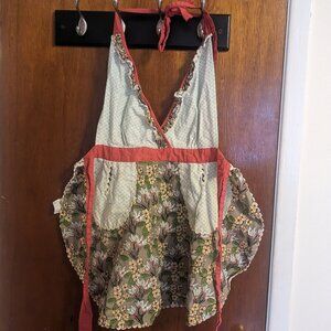 Simply Envogue pink green dots floral retro style apron